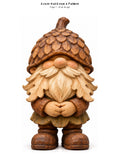 Acorn Hat Gnome woodcarving pattern main image