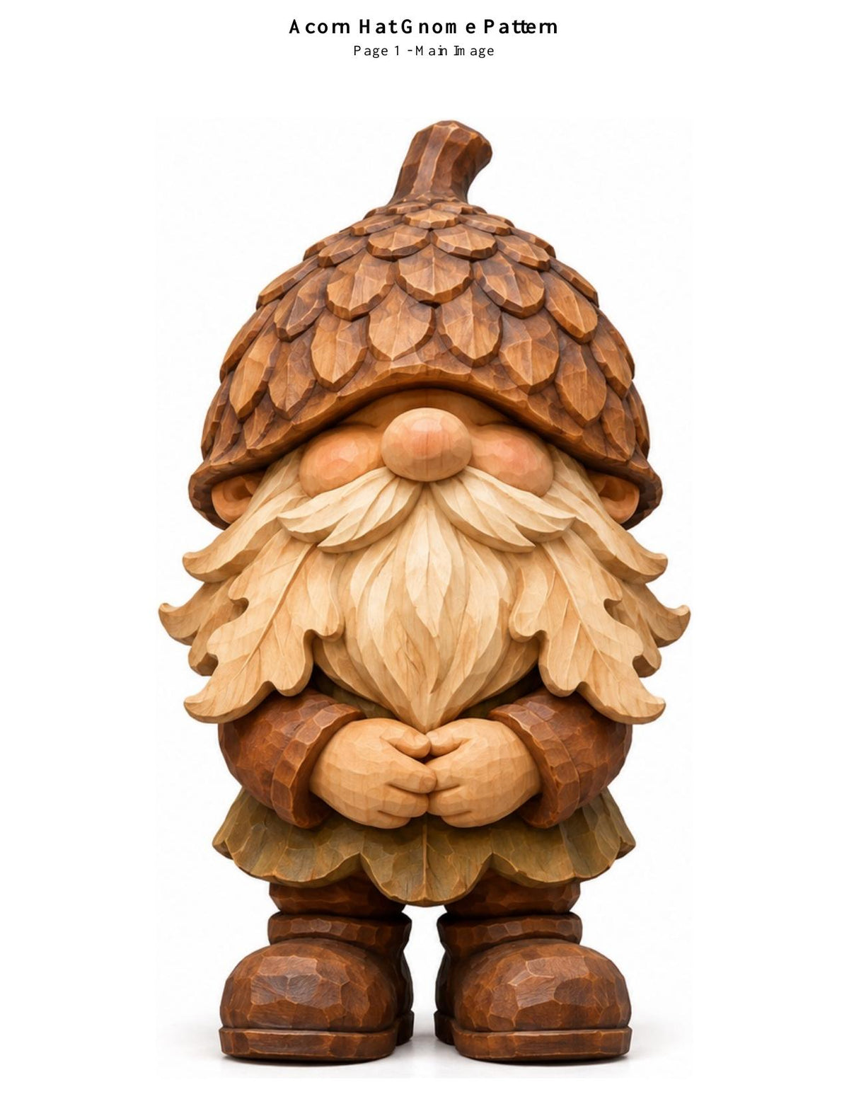 Acorn Hat Gnome woodcarving pattern main image