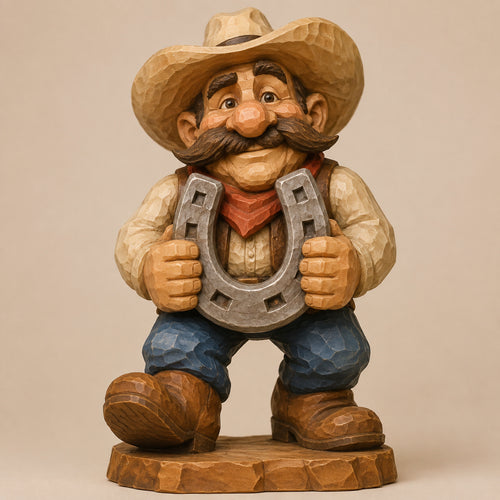 Cowboy Horseshoe carving pattern main image