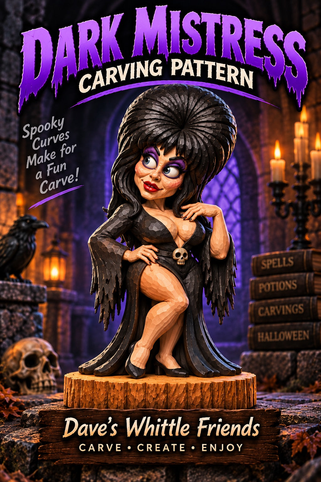 Dark Mistress carving pattern - Dave's Whittle Friends