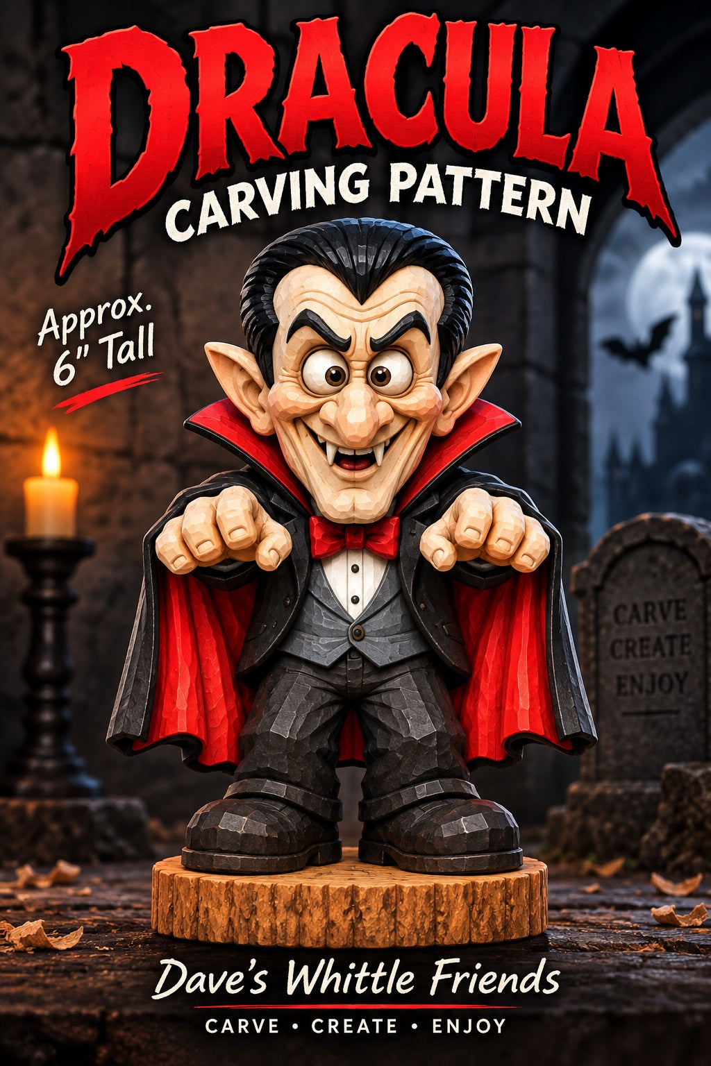 Dracula carving pattern - Dave's Whittle Friends