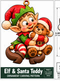 Elf & Santa Teddy Ornament woodcarving pattern