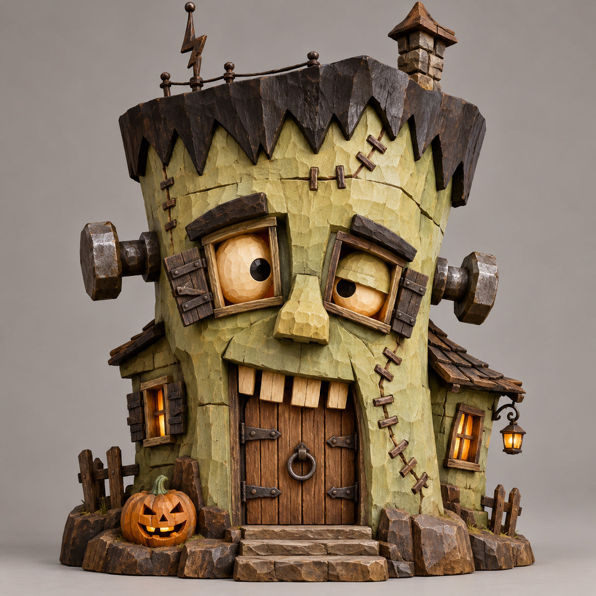 Frankenstein House Halloween carving reference