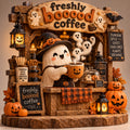 Freshly Booood Coffee ghost coffee stand carving