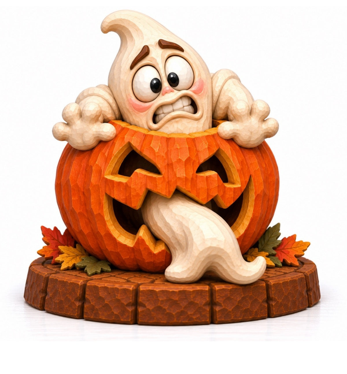 Ghost Stuck in a Jack-o'-Lantern woodcarving pattern