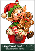 Gingerbread Bandit Elf Ornament woodcarving pattern