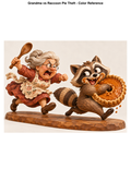 Grandma vs. Raccoon Pie Theft carving pattern