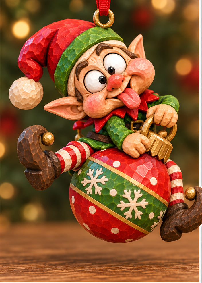 Silly Christmas Elf Ornament woodcarving pattern