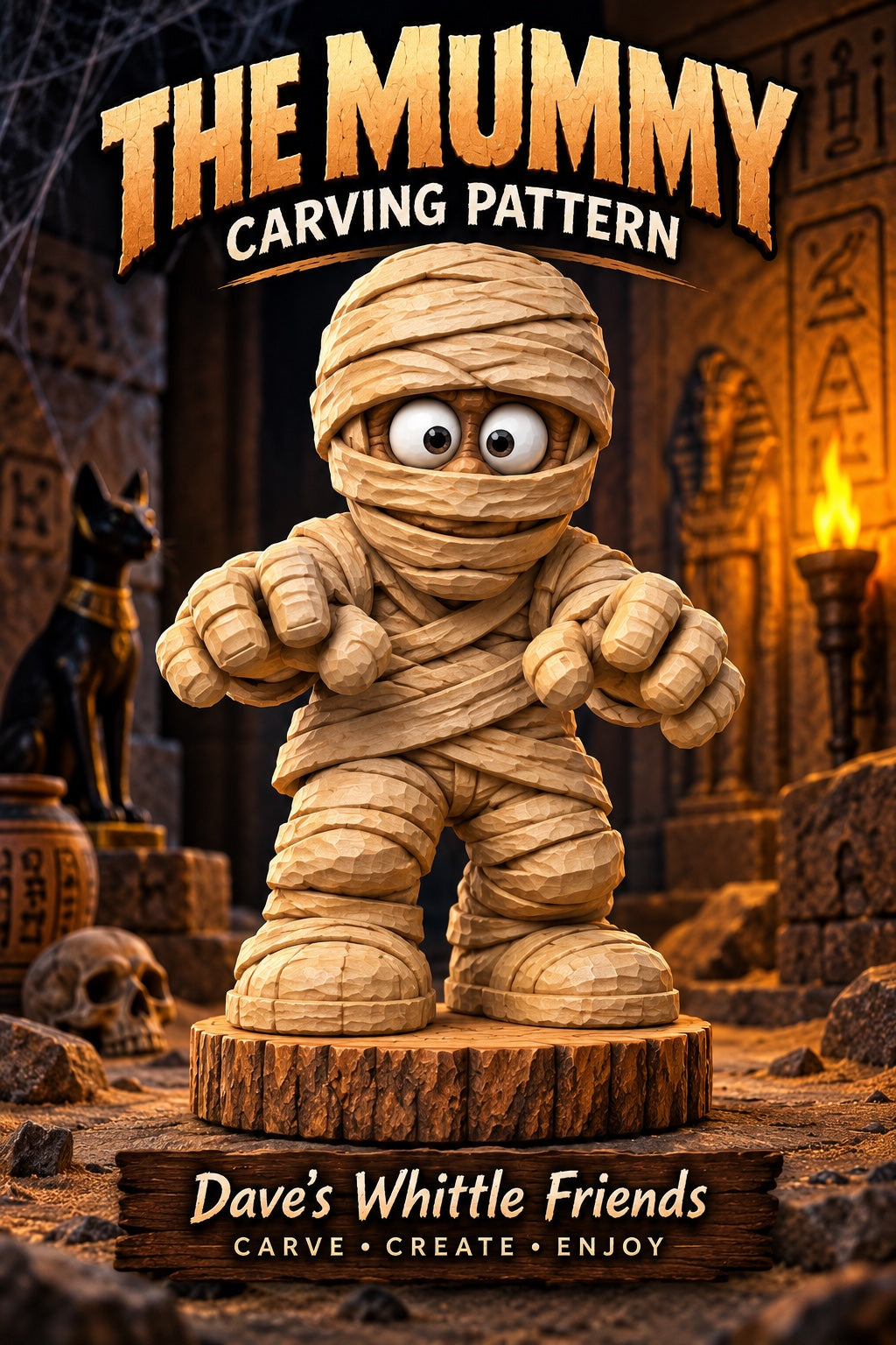 The Mummy carving pattern - Dave's Whittle Friends