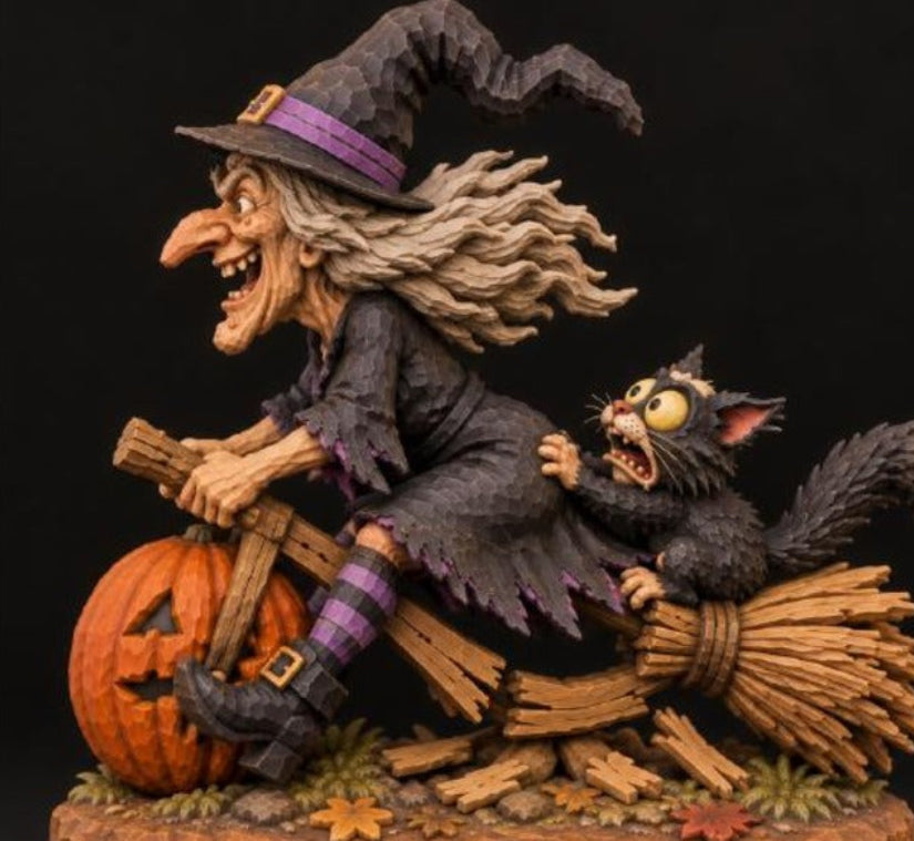Witch Broomstick Breakdown carving pattern reference