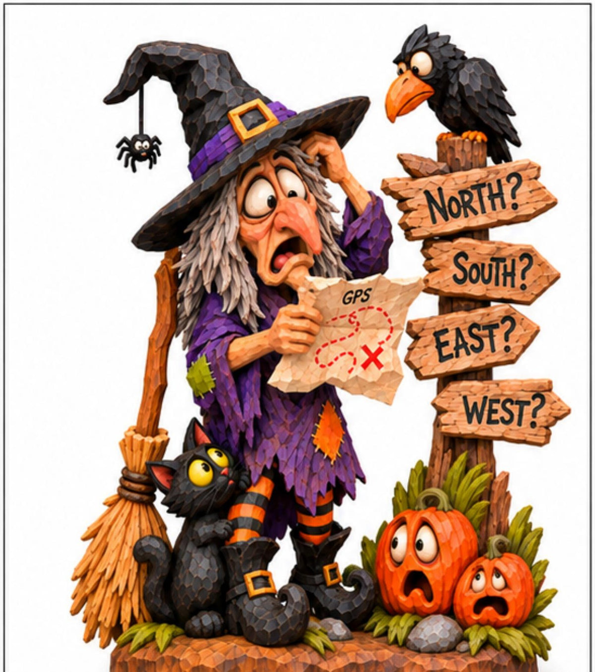 Witch’s GPS Gone Wrong carving pattern