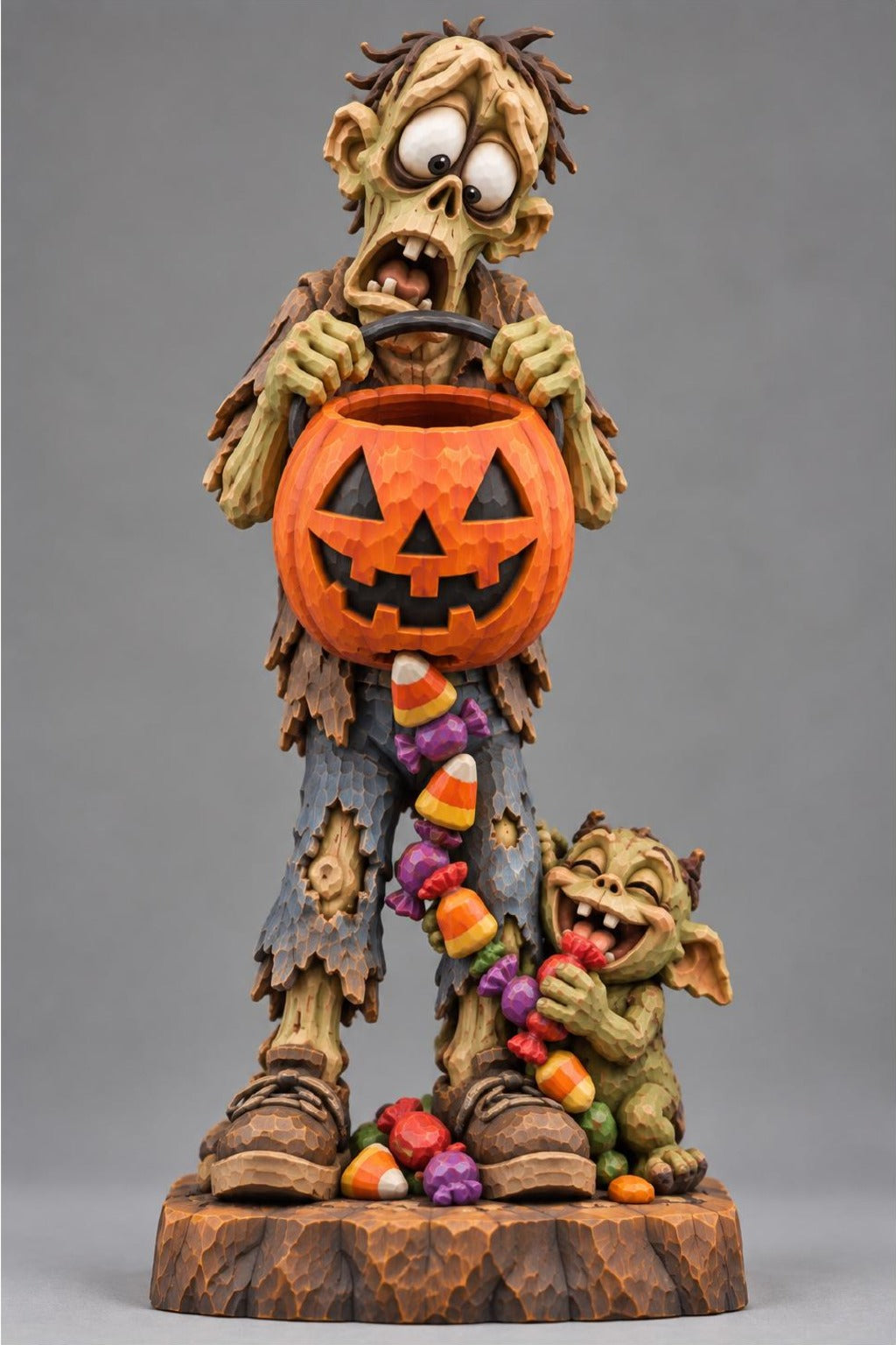 Zombie Trick-or-Treater carving pattern